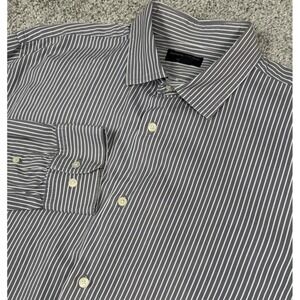 Banana Republic Factory Original Fit Mens Button Up Shirt Gray Stripe XL 17 17.5